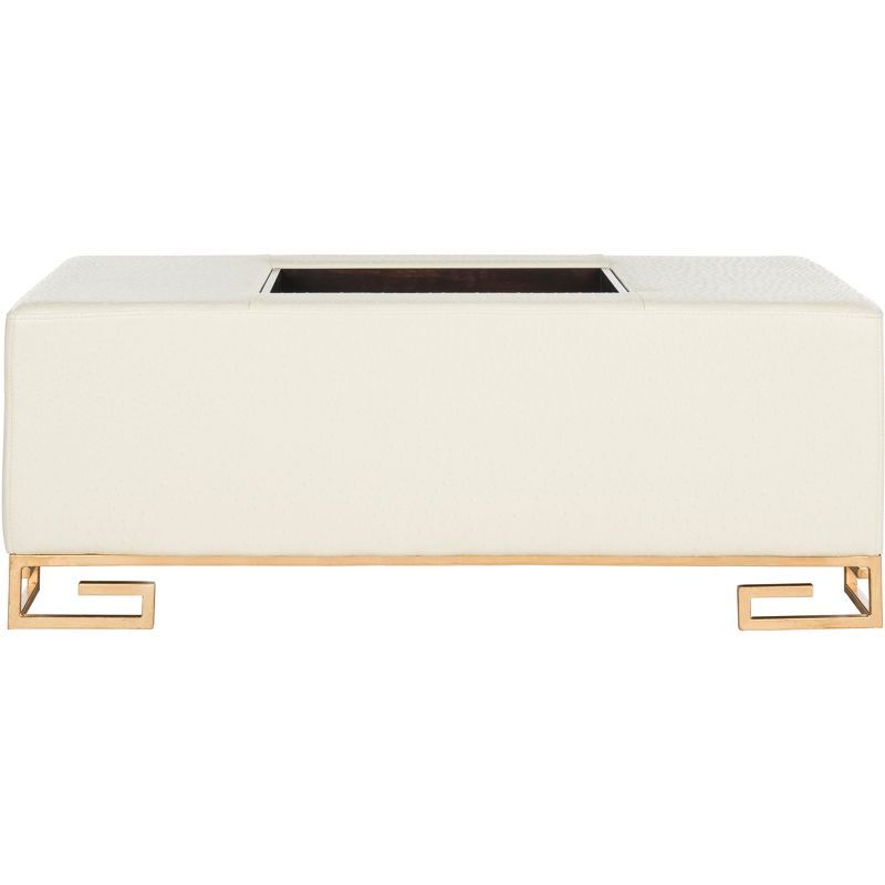 Transitional White & Gold Faux Ostrich Tray Coffee Table