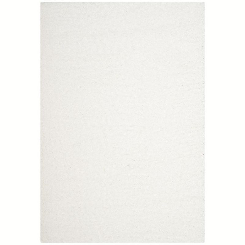 Ivory Bliss Hand-Knotted Shag Area Rug, 4' x 6', Easy Care Viscose