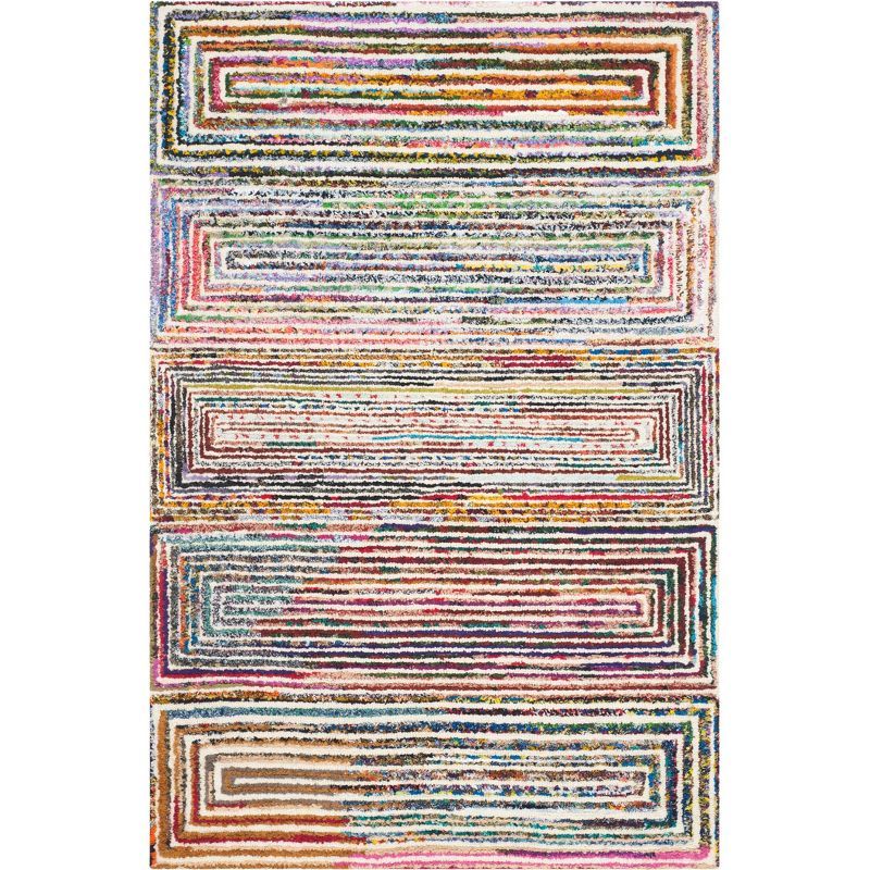 Ivory Round Hand-Tufted Wool and Synthetic Kids Rug