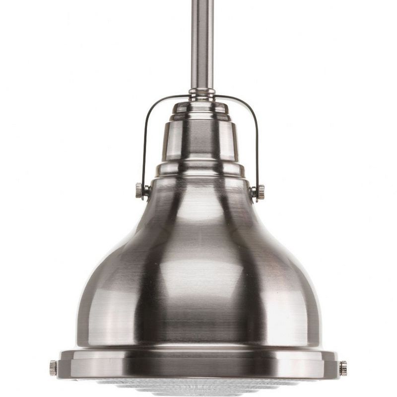 Brushed Nickel Mini Pendant with Prismatic Glass Shade