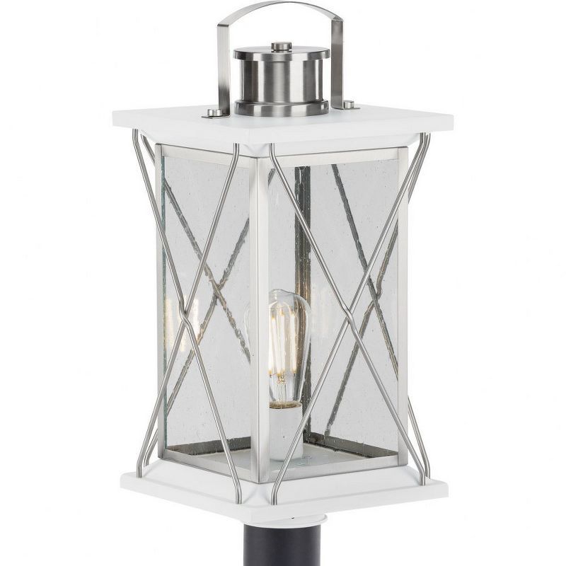 Barlowe Stainless Steel Outdoor Post Lantern with Clear Seeded Glass