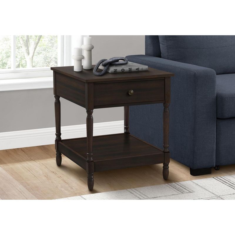 Walnut Brown Traditional Rectangular Wood End Table with Storage