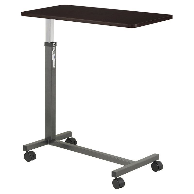 Adjustable Height Silver Vein Overbed Table with Walnut Top