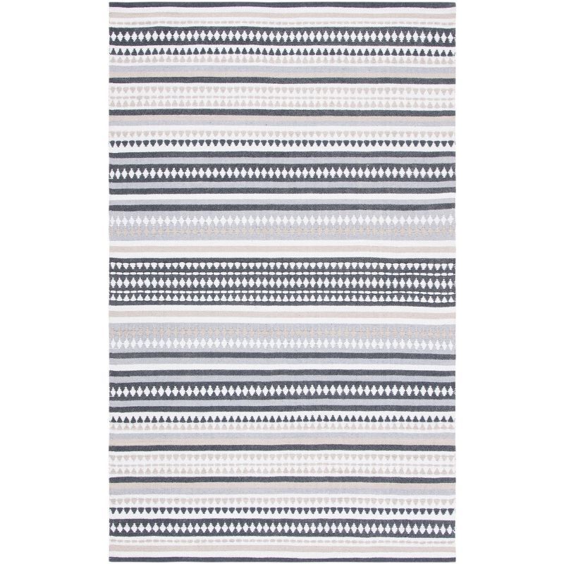 Coastal Gray Geometric Handwoven Cotton Area Rug 8' x 10'