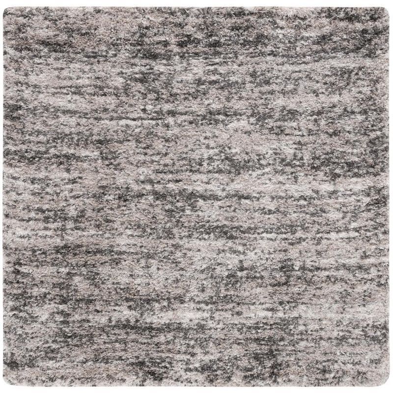 Gray Square Hand-knotted Shag Area Rug, 6'7"