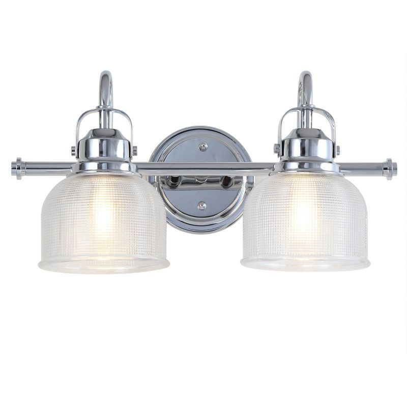 Virginia Chrome 17.25" Dual-Light LED Vanity Wall Sconce with Textured Glass