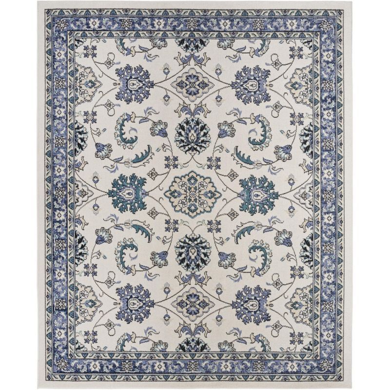 Ivory Blue Persian-Inspired Rectangular 8' x 10' Outdoor Rug
