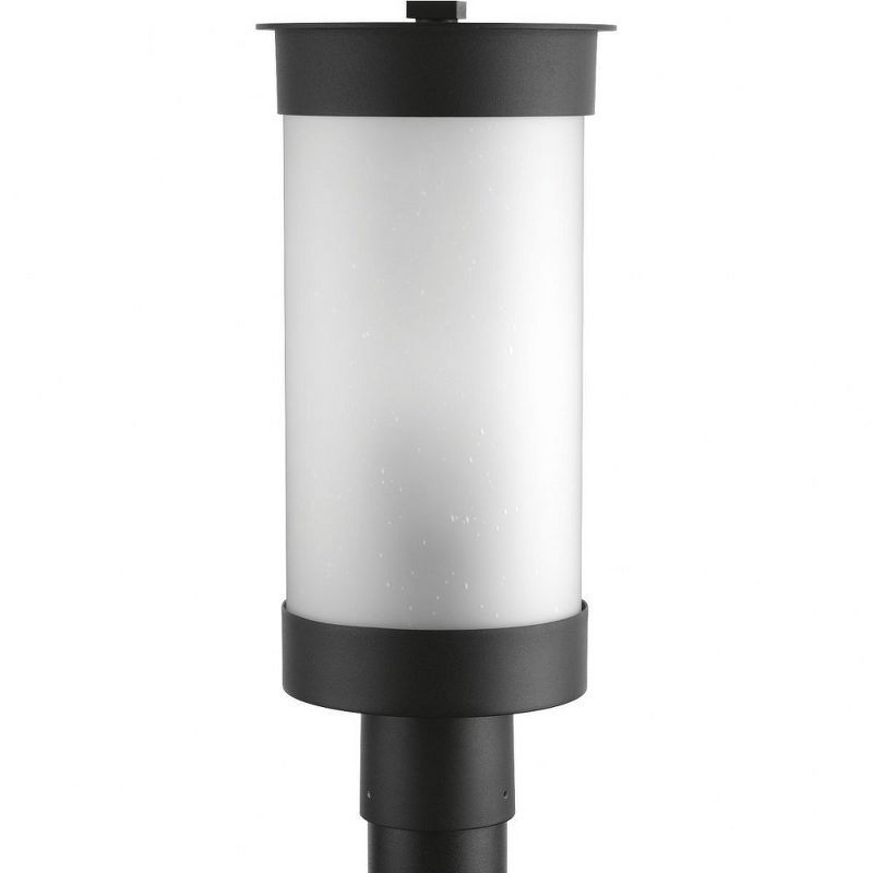 Hawthorne Black Aluminum Outdoor Lantern with Etched Seeded Glass