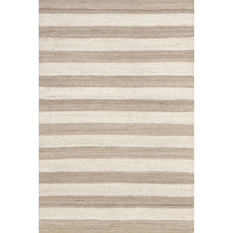 Alisia Handmade Striped Off-White Jute Runner Rug, 2' 6" x 8'