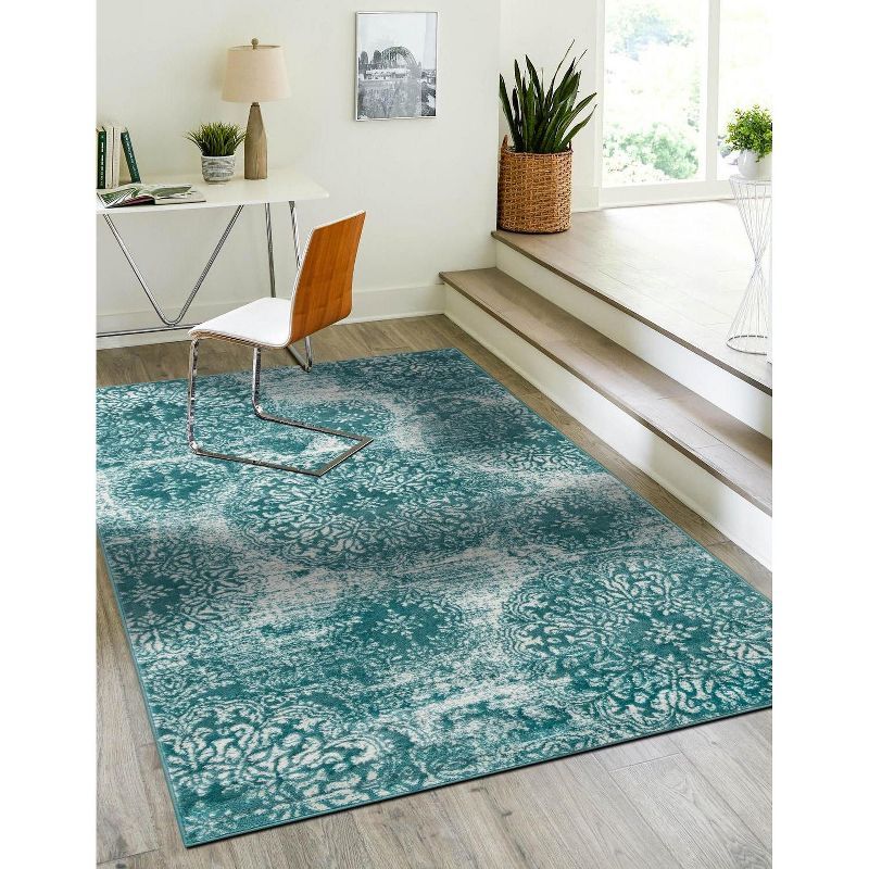 Sofia Grand Turquoise 8' x 10' Rectangular Indoor Area Rug