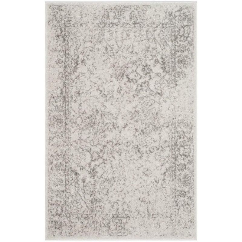 Chic Ivory & Silver Synthetic 2'6" x 4' Hand-Knotted Area Rug