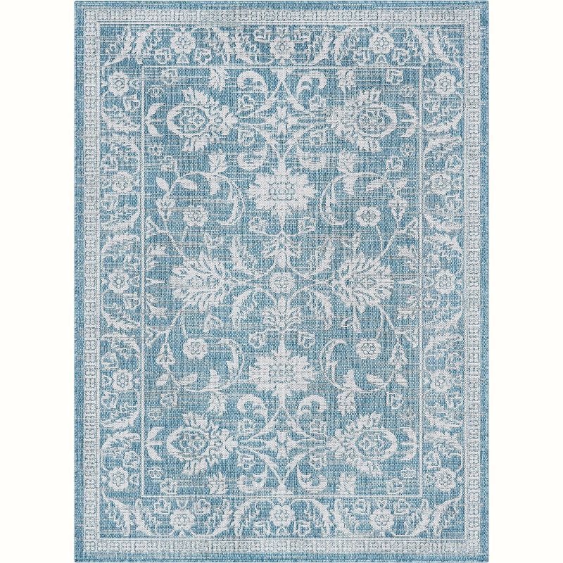 Lia Blue Oriental Synthetic 8' x 10' Easy-Care Outdoor Rug