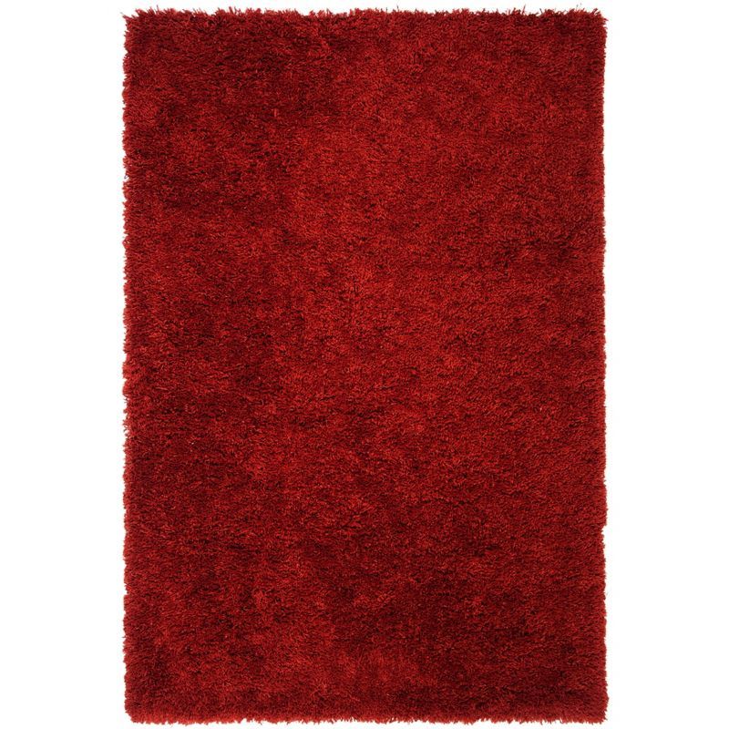 Rust Red Hand-Tufted Shag Wool Area Rug