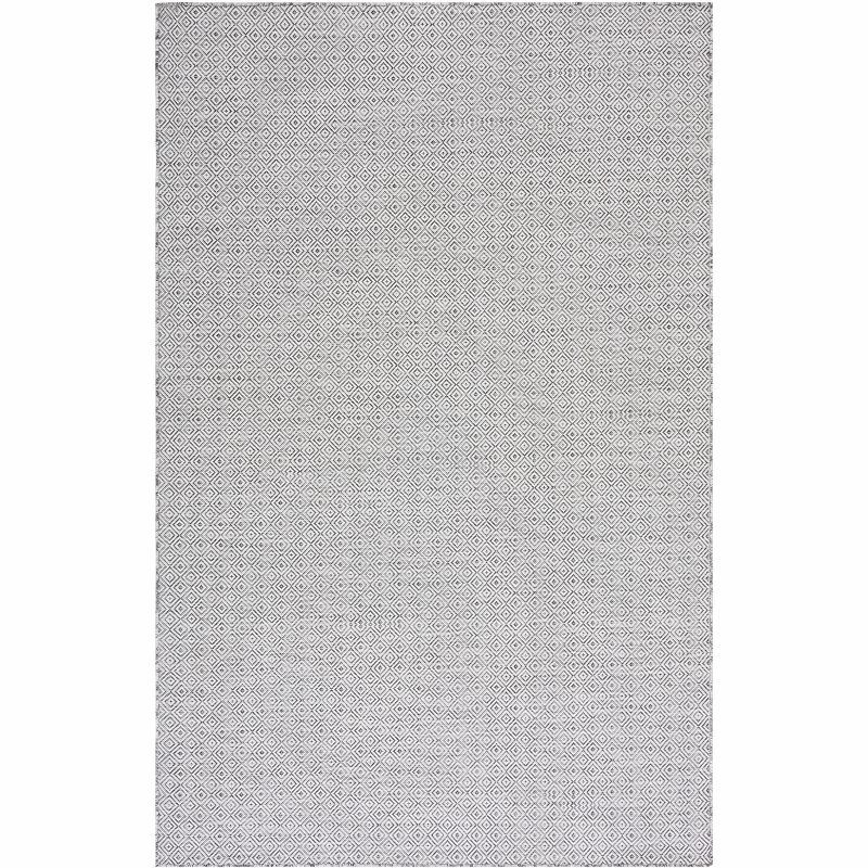 Ivory and Black Rectangular 8' x 10' Wool Synthetic Rug