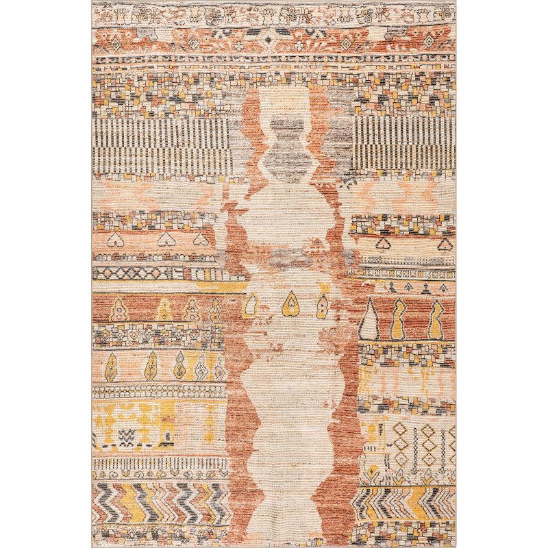 Kallie 4' x 6' Multicolor Abstract Washable Area Rug