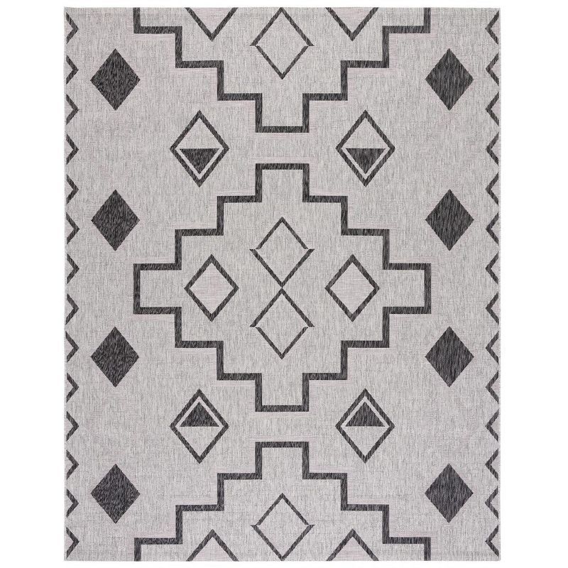 Gray and Black Geometric Indoor/Outdoor Area Rug