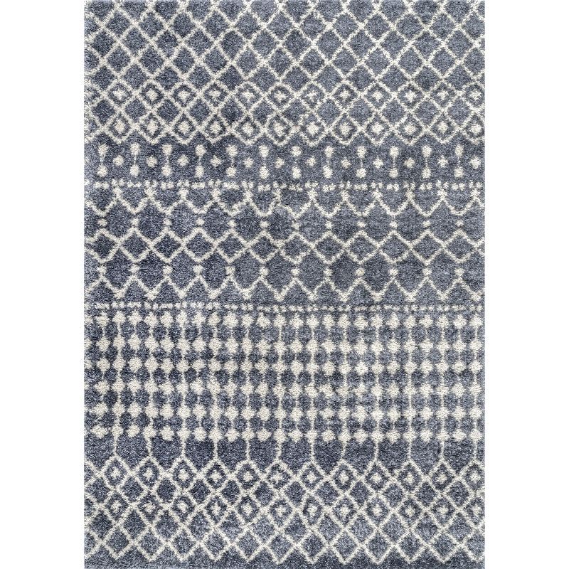 Gray Geometric Shag Synthetic 5' x 7' Area Rug