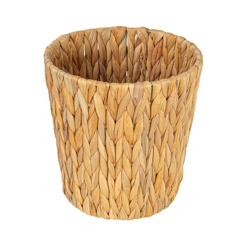 Natural Water Hyacinth Handwoven Waste Basket with Removable Liner