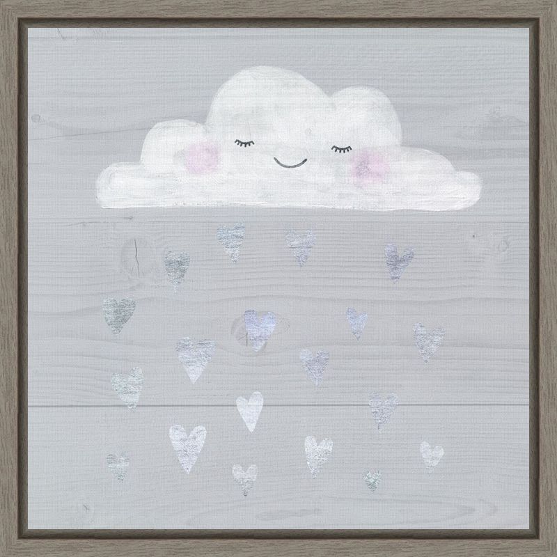 Sweet Dreams IV Acrylic Canvas Painting with Distressed Greywash Frame