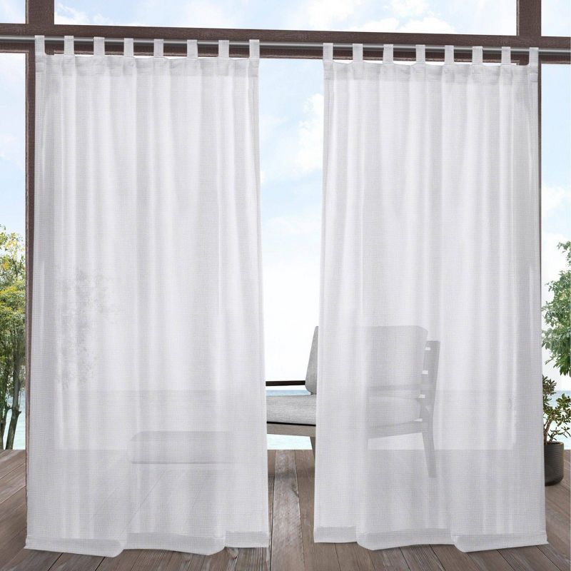 White Polyester Room-Darkening Tab Top Curtain Panels