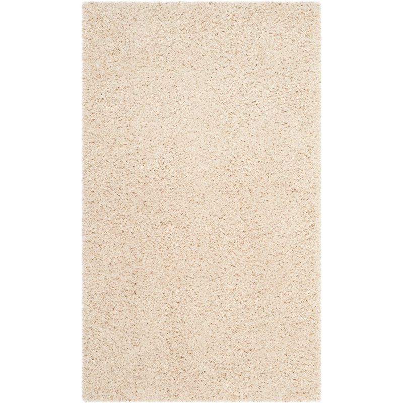 Beige Rectangular Synthetic Shag Area Rug, 2'3" x 4'