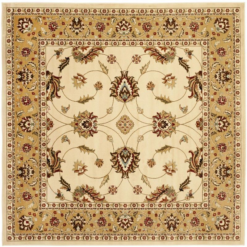 Ivory and Beige Synthetic Safavid Style Area Rug