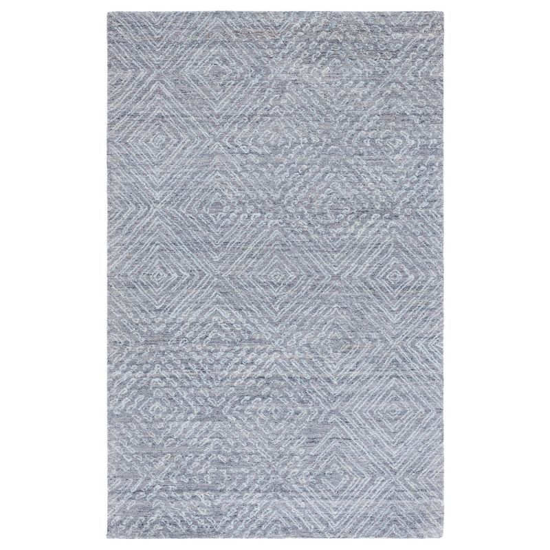 Handmade Abstract Cushion-Soft Wool Blend Area Rug - 3' x 5', Blue