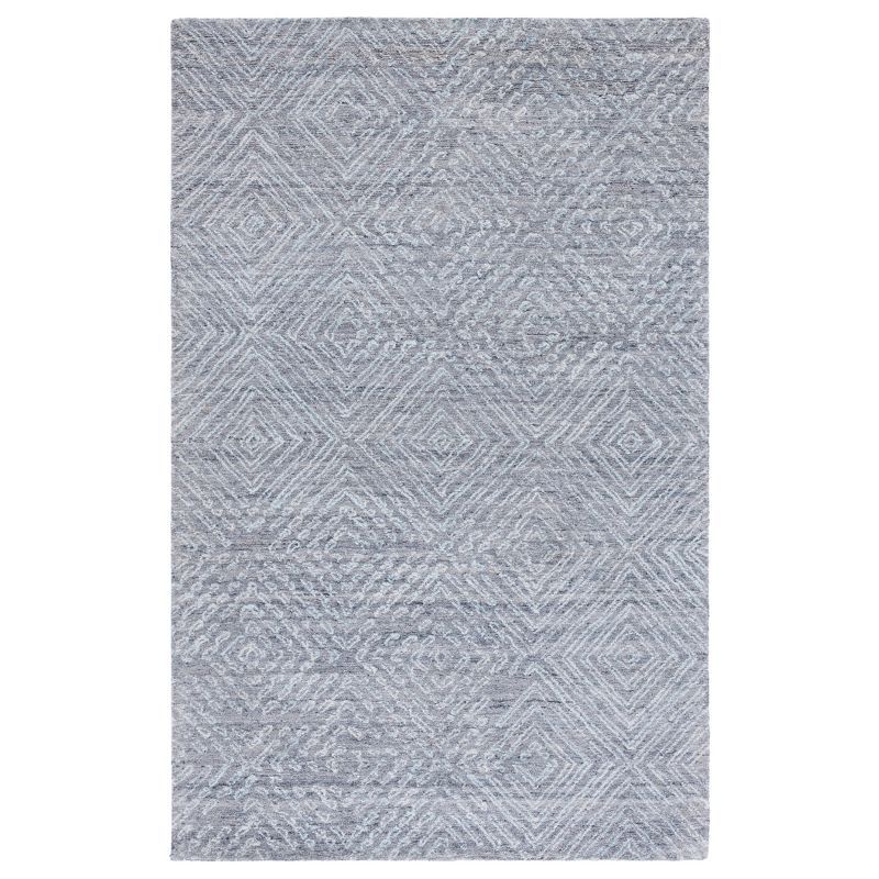 Harmony Blue Abstract Hand-Tufted Wool Blend 4' x 6' Rug