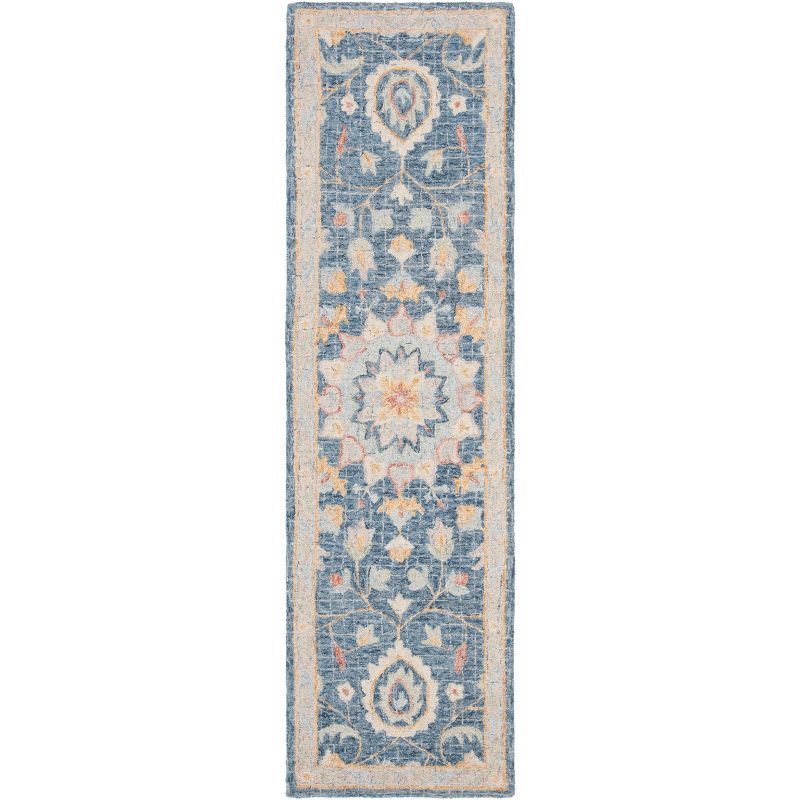 Handmade Multicolor Floral Wool Runner Rug, 2'3" x 8'