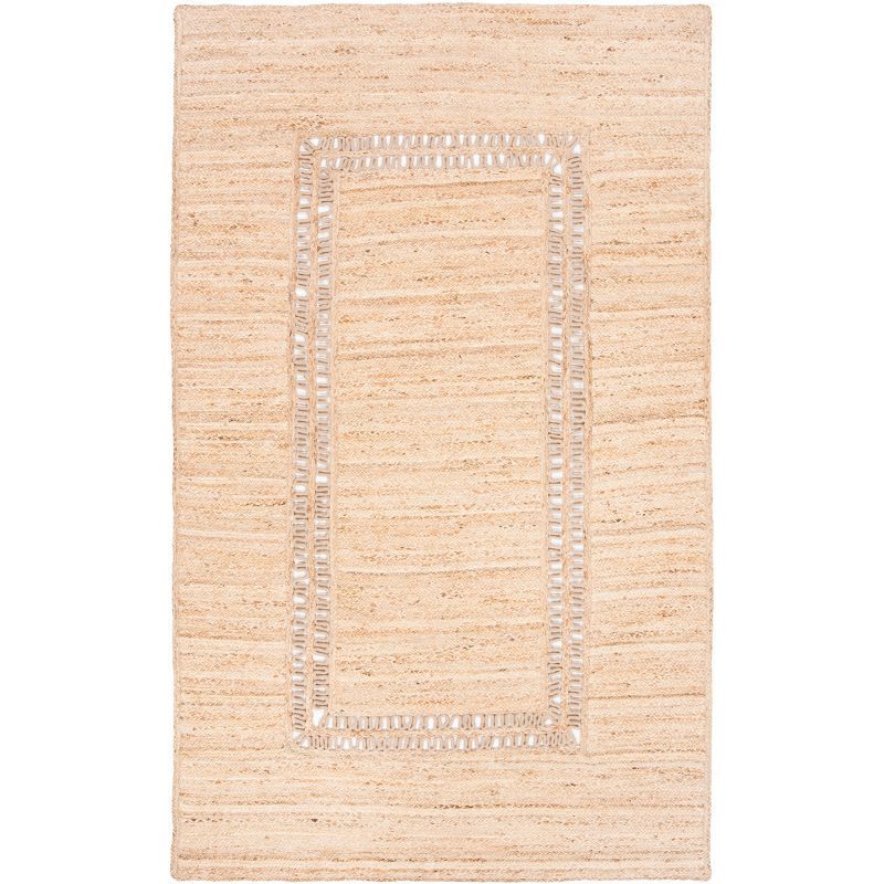 Beige Handwoven Jute Rectangular Area Rug 3' x 5'