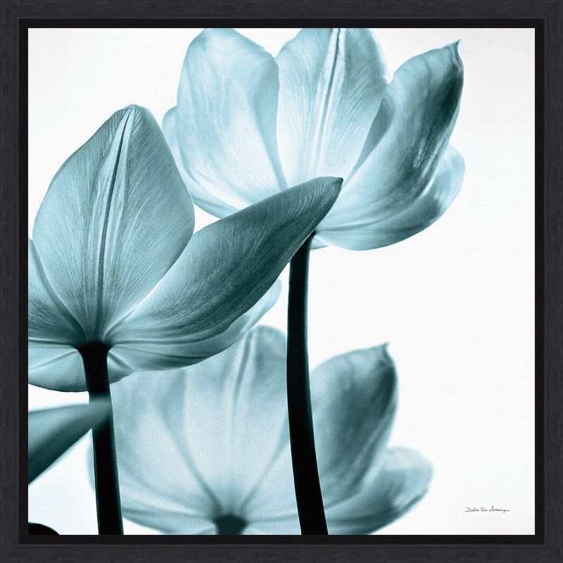 Aqua Tulips Nature Print Framed Canvas Wall Art