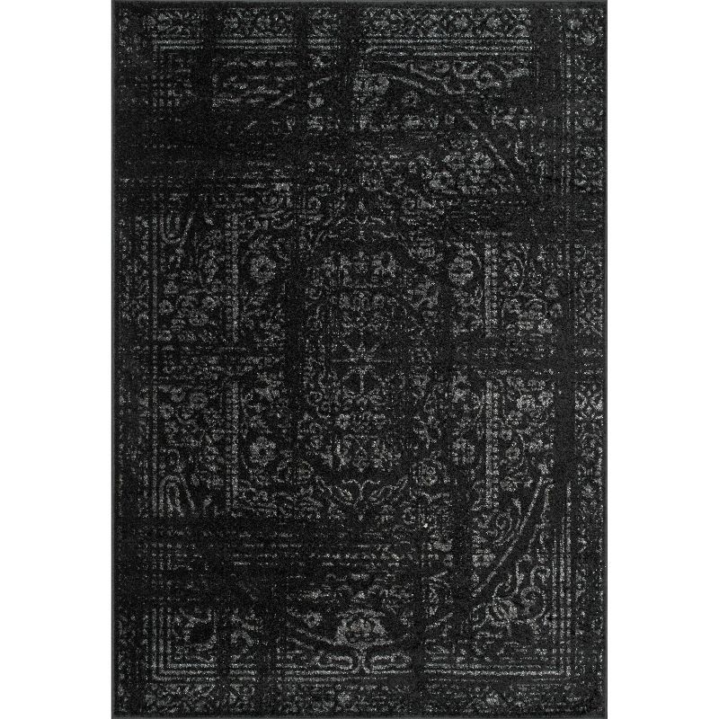 Arlena Black 4' x 6' Synthetic Stain-Resistant Area Rug