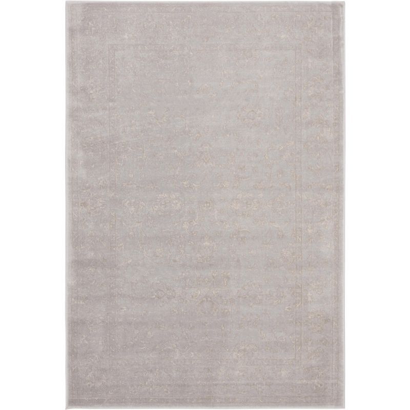 Light Grey and Cream 4' x 6' Tufted Rectangular Rug