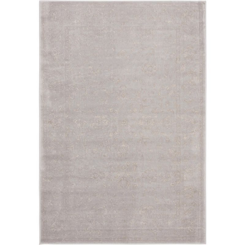 Light Grey and Cream 4' x 6' Tufted Rectangular Rug