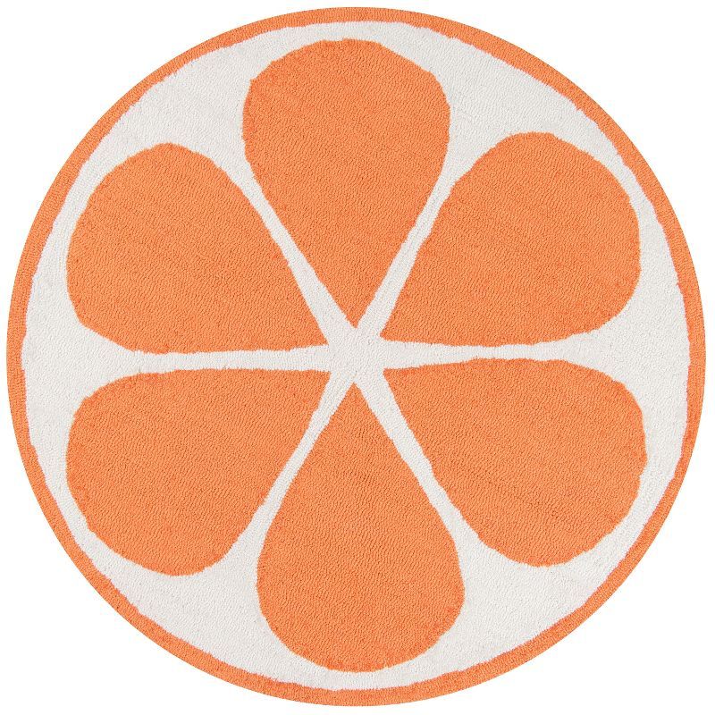 3' Round Orange Fruit Slice Tufted Accent Rug