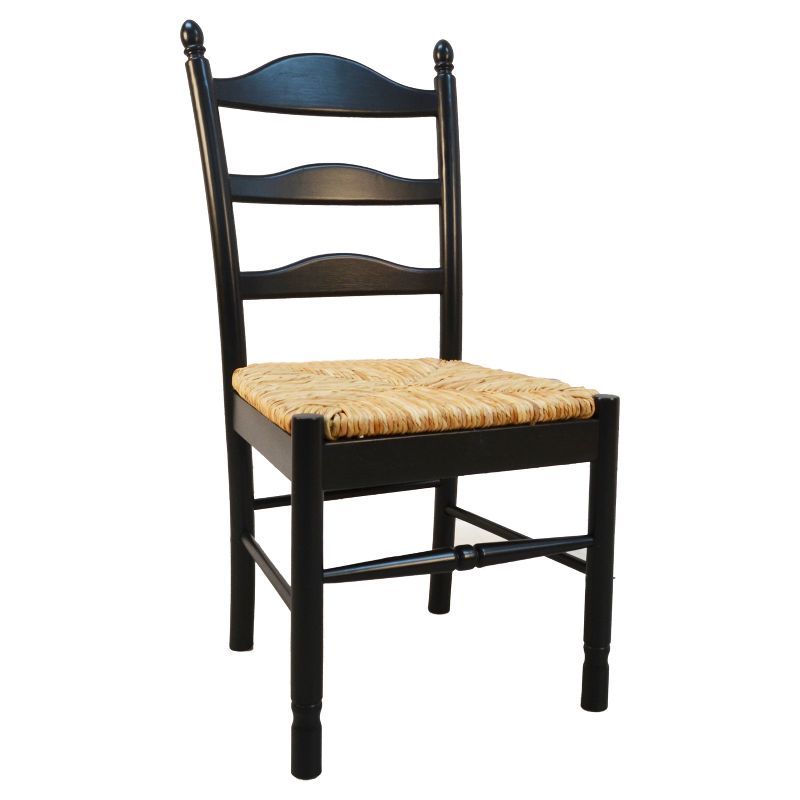 High Ladderback Black Wood Slat Side Chair