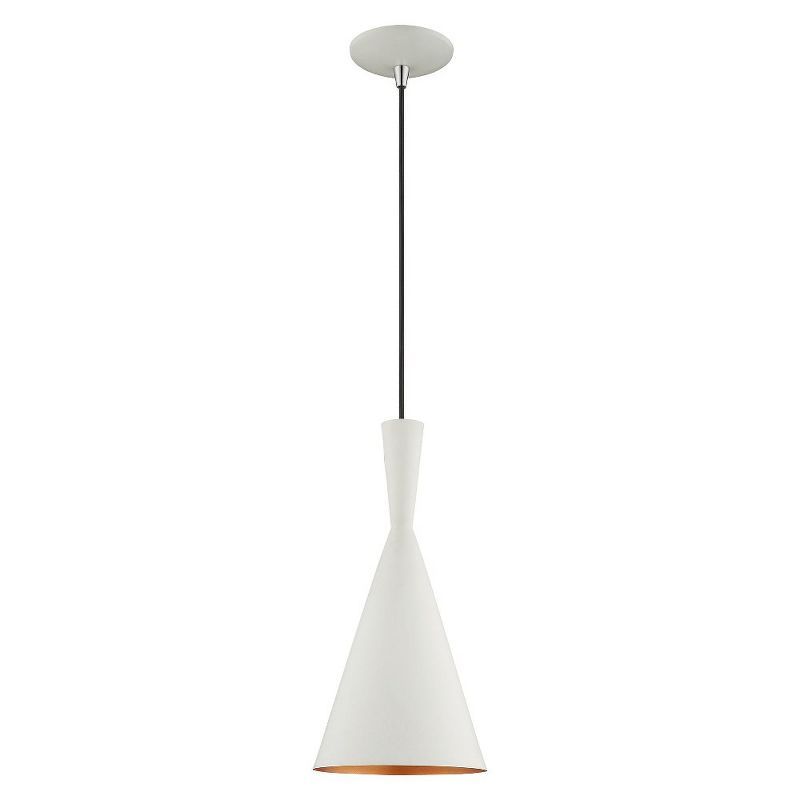 Mini Dual-Cone Pendant Light in White with Gold Interior Finish