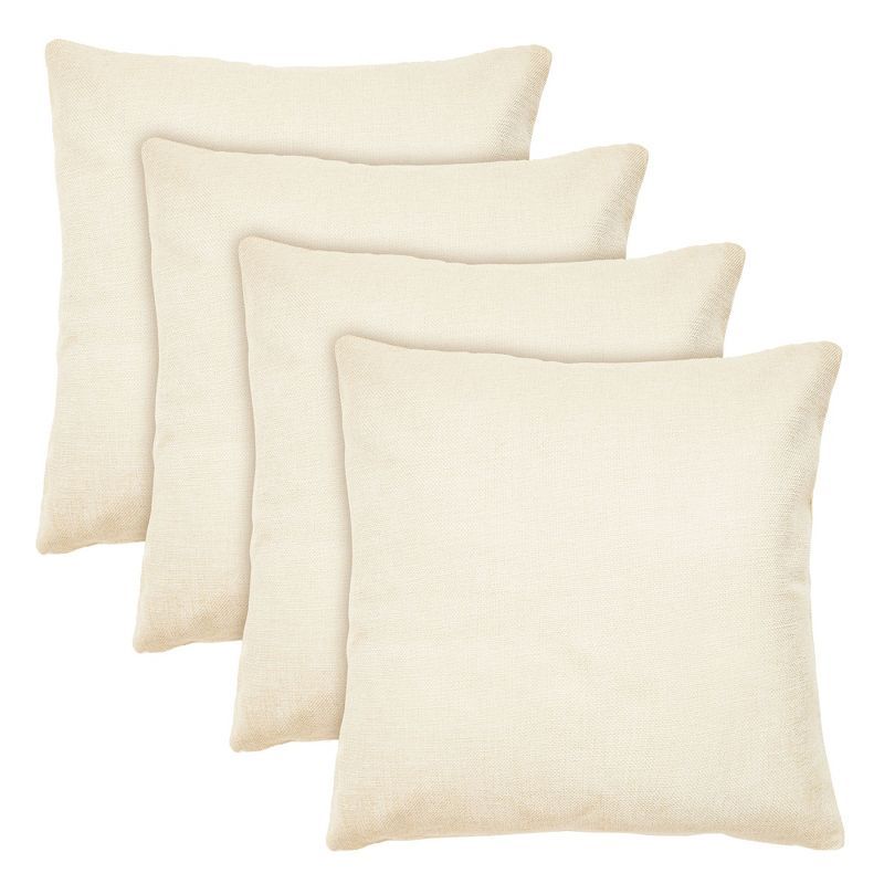 Set of 4 Cream Canvas Throw Pillow Covers for DIY Crafts