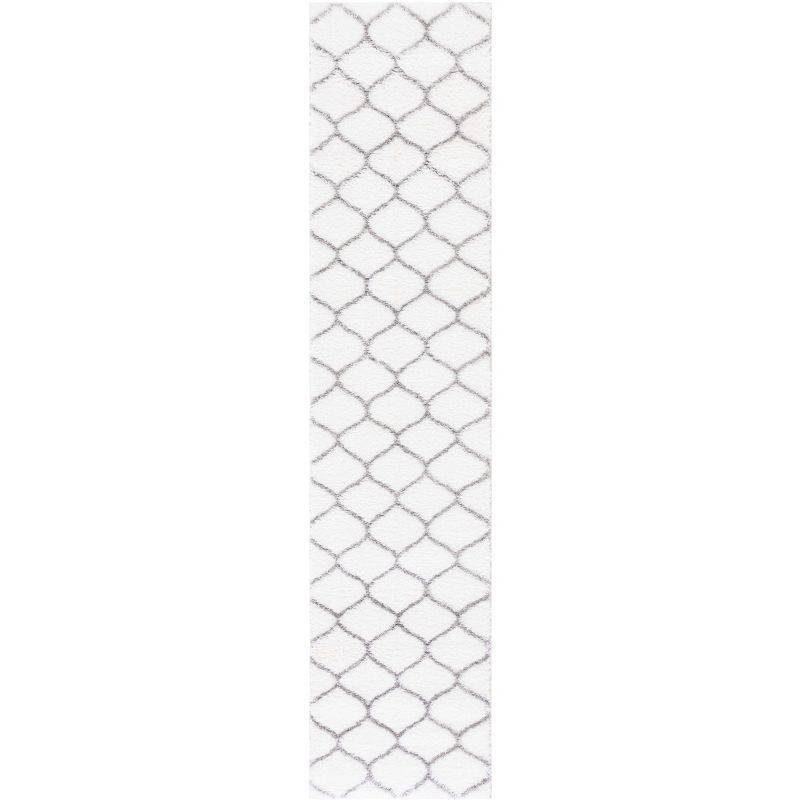 Tahoe Gray and White Geometric Shag Runner Rug