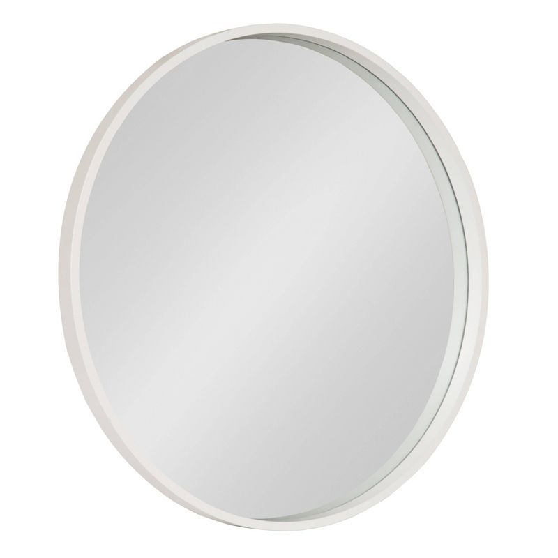 Elegant Round Wood & Gold Trim Wall Mirror, 25" Diameter