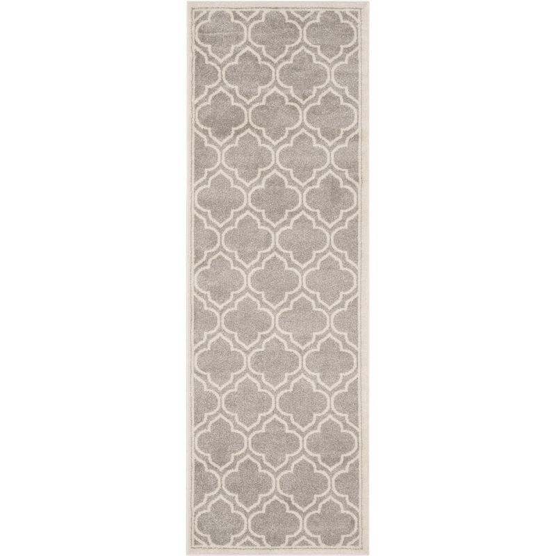 Light Grey/Ivory Geometric Synthetic 27" Non-Slip Area Rug