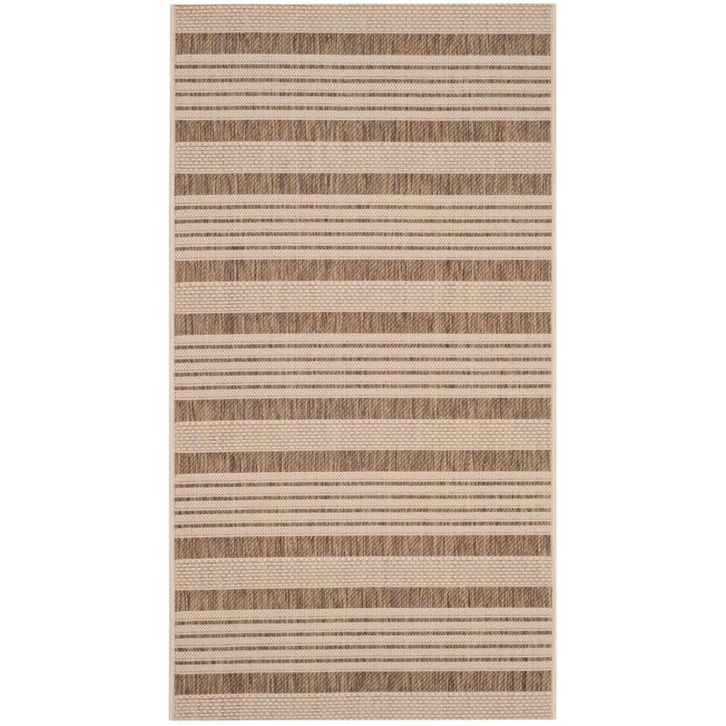 Contemporary Striped Easy-Care Indoor/Outdoor Rug, 2' x 3'7", Brown/Bone