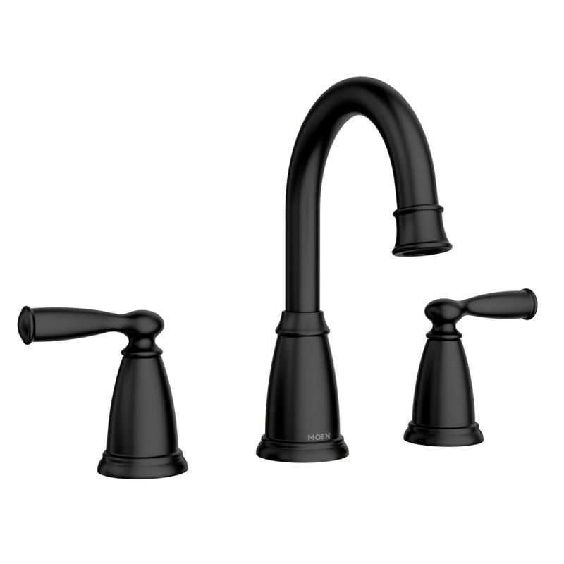 Matte Black Traditional Widespread Bathroom Sink Faucet