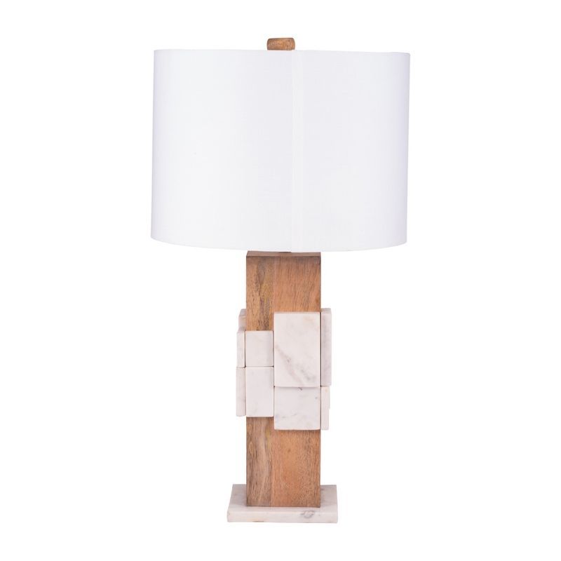 White Marble 18" Table Lamp with White Shade