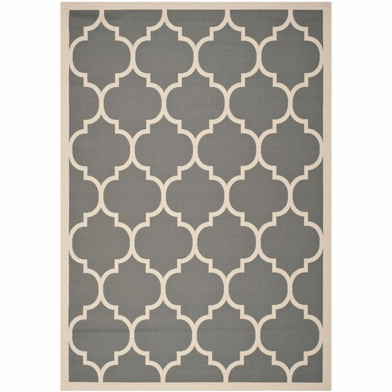 Gray Rectangular Synthetic Easy Care Stain-Resistant Area Rug