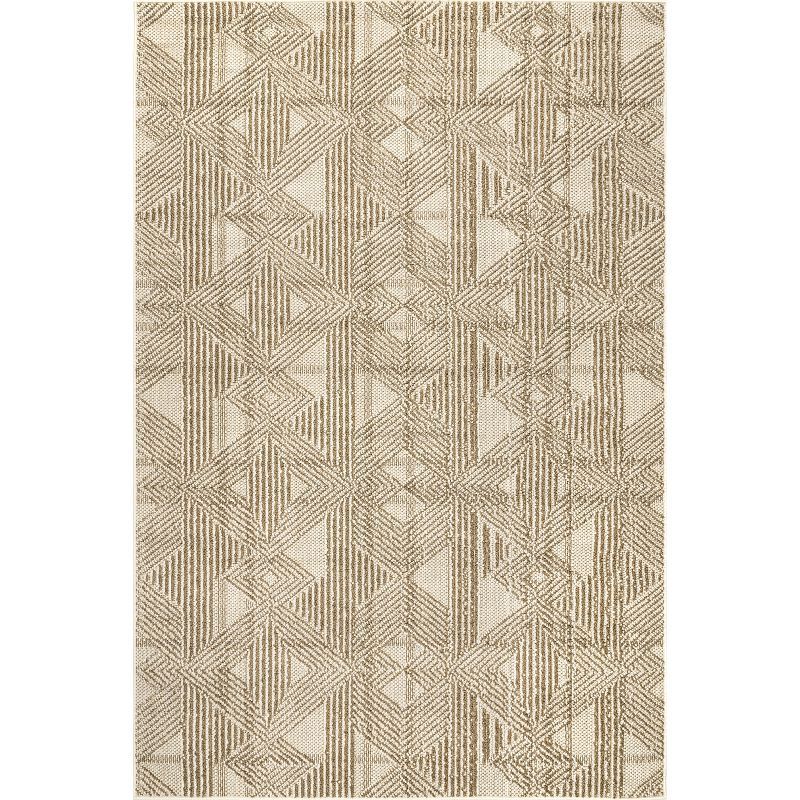 Diamond Weave Synthetic 4' x 6' Easy Care Area Rug in Beige