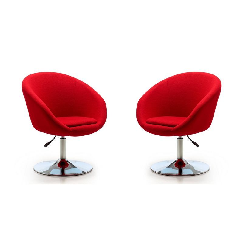 Red and Chrome Adjustable Swivel Metal Accent Chair