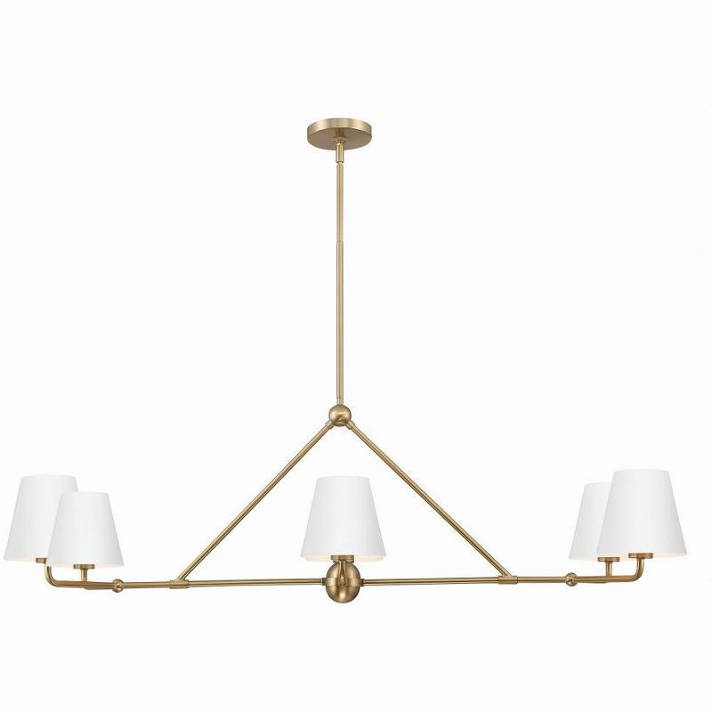 Vibrant Gold and White Steel 6-Light Chandelier