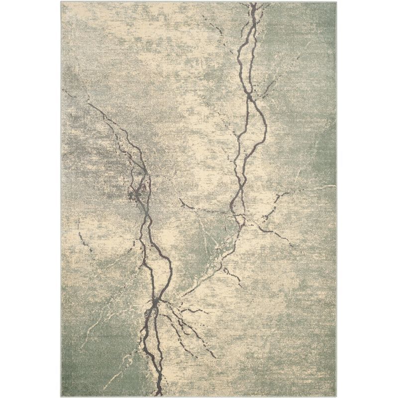 Gray Abstract Hand-Knotted Viscose Area Rug