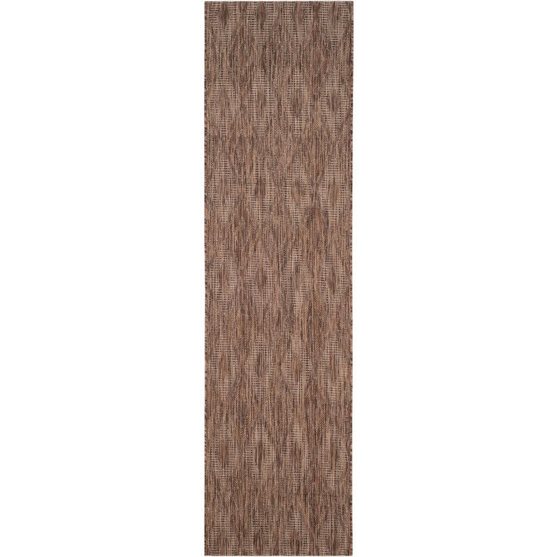 Elegant Brown Synthetic 27" Indoor/Outdoor Runner Rug